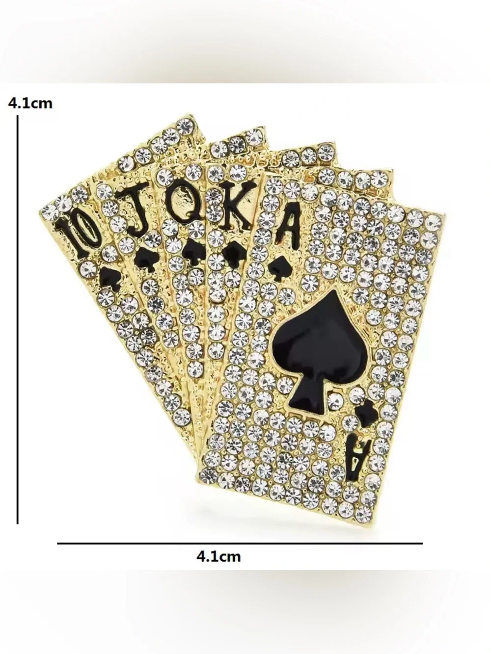 GOLD CRYSTAL POKER BROOCH / PIN / PENDANT